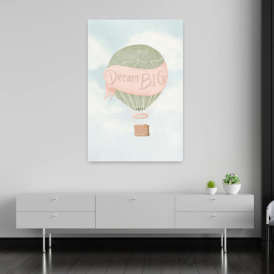 Dream Big Pink Dreamy Abstract Contemporary Fly Landscape Nature Wall Art Print 1 Piece Wrapped Canvas Wall Art