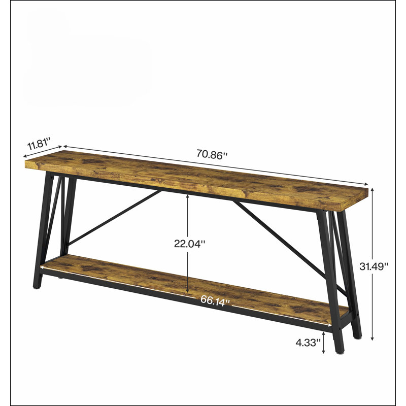Table de canapé 70,9 po derrière le canapé, console d'entrée industrielle pour le couloir, l'entrée et le salon