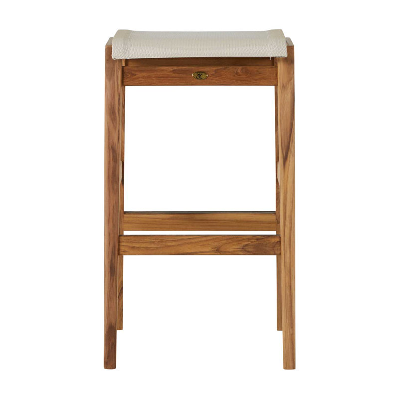 Coast Patio Bar Stool, Natural Teak Frame/Canvas Sling