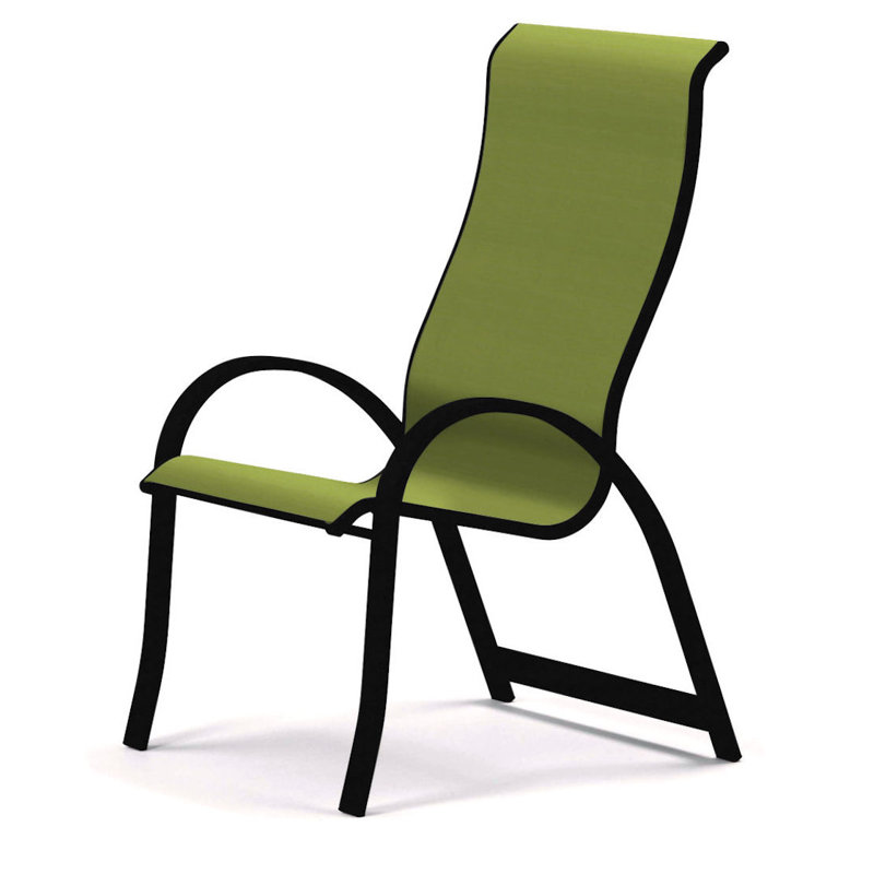 Aruba 1 Outdoor Dining Armchair, Lime 38D Sunbrella®, Textured Black