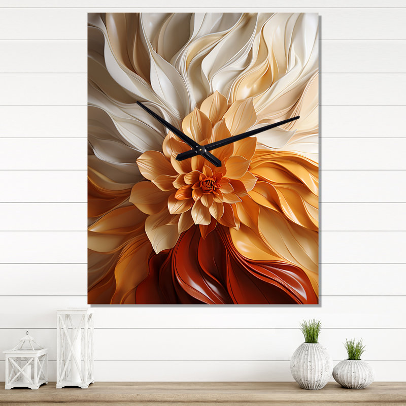 Sunlit Spiral - Horloge murale abstraite spirales modernes, H 40 po x l 30 po x P 1 po