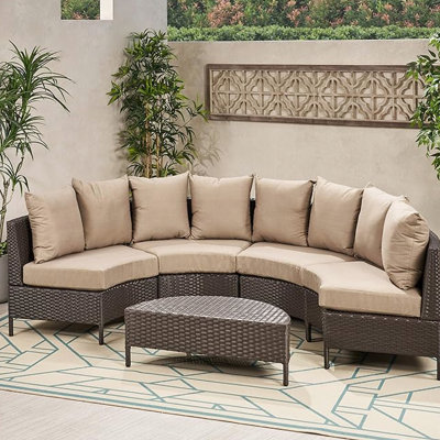 Mobilier d'extérieur demi-cercle - et sièges de table basse tissés avec support en métal