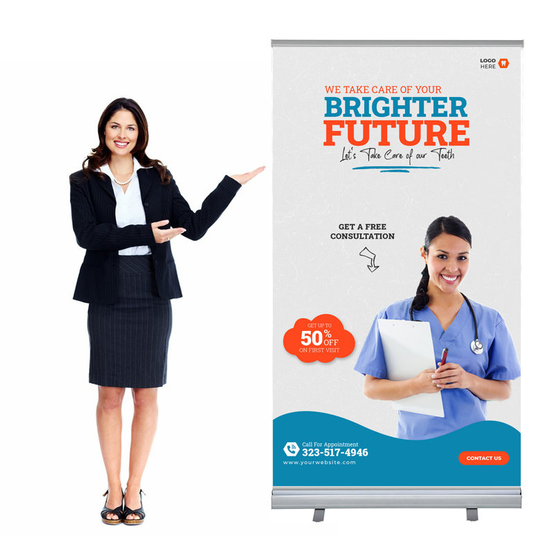 Bannière enroulable rétractable M&T Super Eco, H 79 po x l 50 po