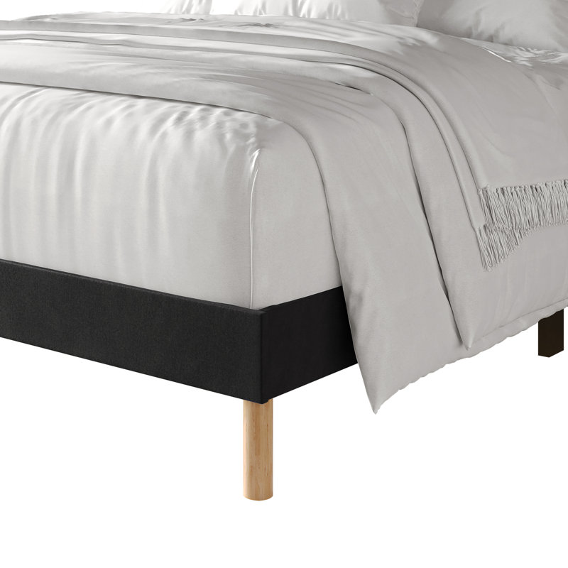 Velvet Upholstered Bed, Twin, Black
