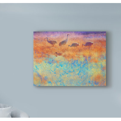 « grues à brume douce », reproduction de peinture à l’acrylique sur toile tendue