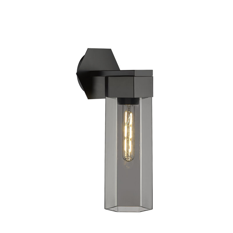 Applique murale 1 lumière 9 po Claverack, H 16,13 po x l 7,5 po x P 5 po, Plaqué couleur fumée, Noir mat