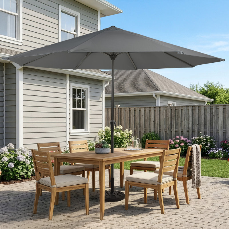  Parasol 9 pi avec base, gris foncé, Gris foncé