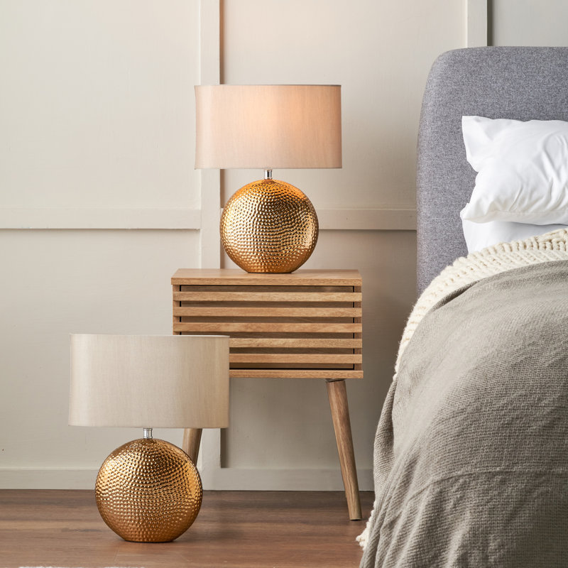 Mabel Ceramic Table Lamp, Brown, Natural
