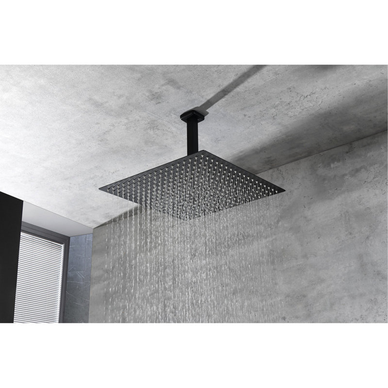 Pomme de douche carrée 16 po en acier inoxydable 304 noir mat 16 po