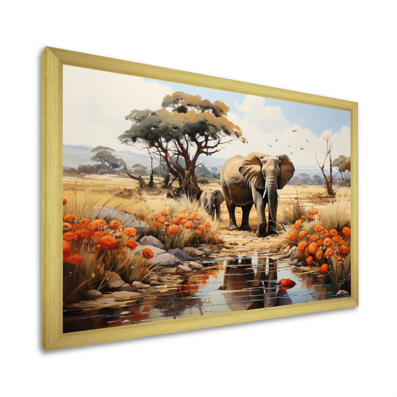 African Natures Symphony sur impression sur toile, Cadre doré à une seule photo, H 34 po x l 44 po x P 1,5 po