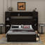 Grand lit en bois avec armoire, tablette et prises tout-en-un-1881152518