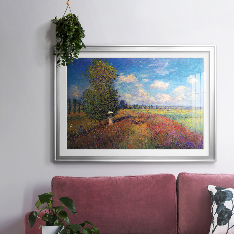Coquelicot en été, impression sur papier, Argent, H 30 po x l 44 po x P 1,5 po
