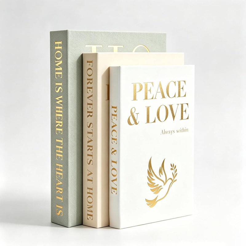 Set of 3 Decorative Books with Magnetic Linen for Home Decor