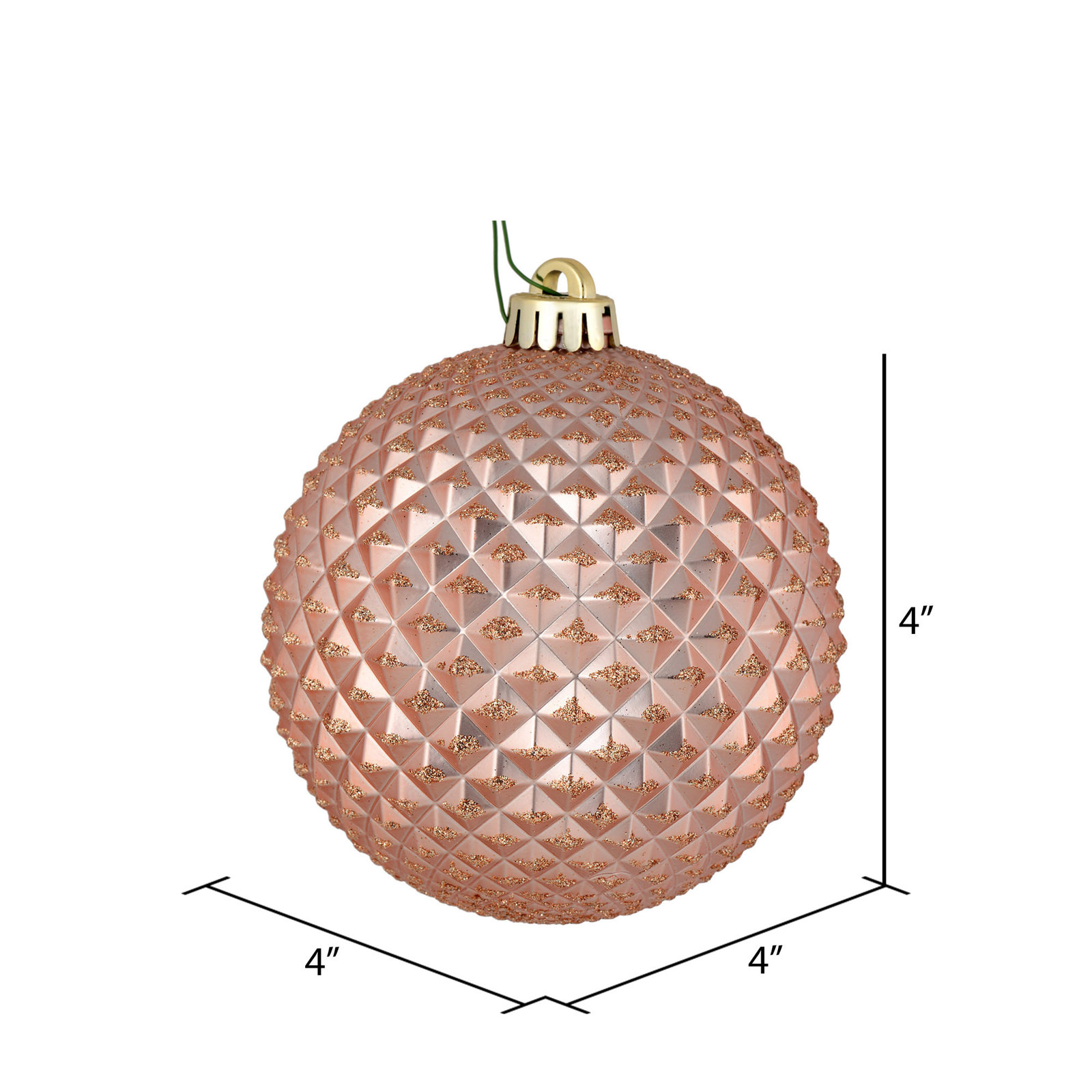 Durian Glitter Ball Ornament, Rose Gold
