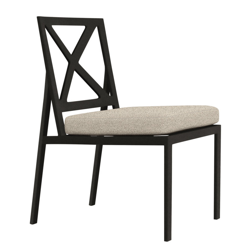 Marin Outdoor Dining Side Chair, Carbon Black, Flagship Stone Sunbrella®