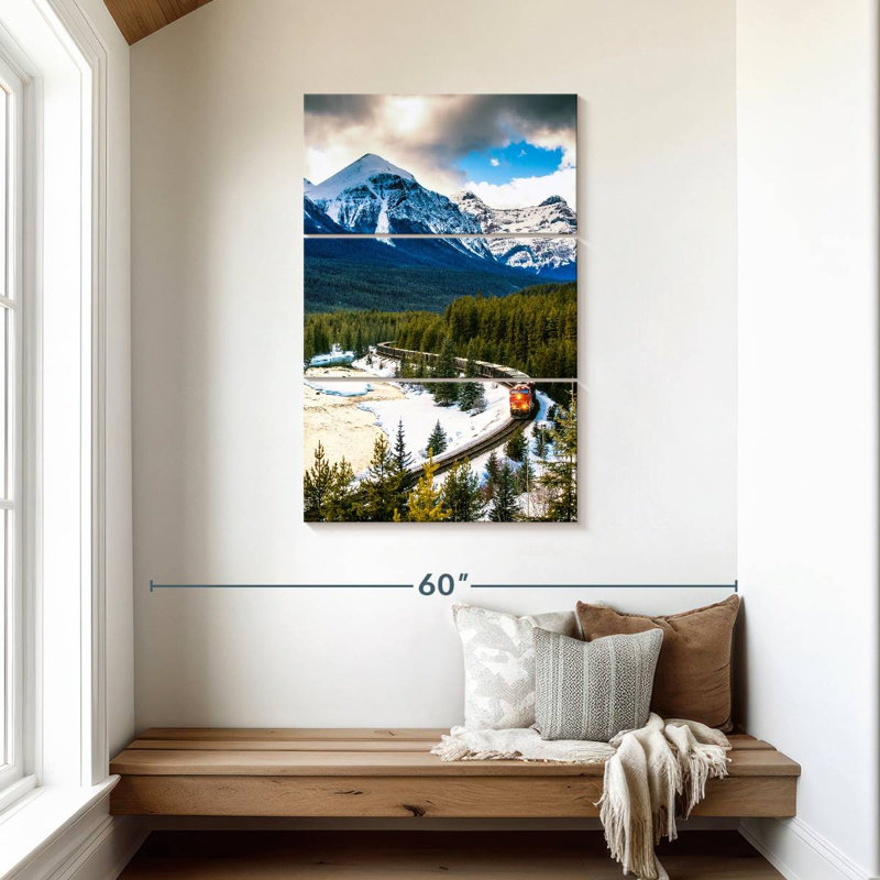 Mehar Winter Train Through Banff, 45" H x 28" W