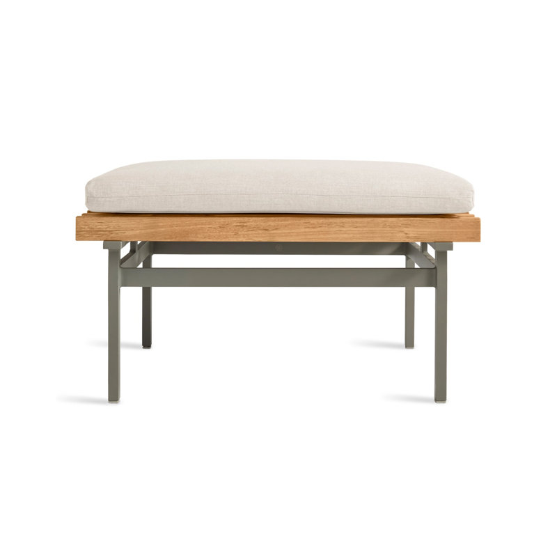 Perch Outdoor Teak Ottoman, Toohey Charcoal, Charcoal