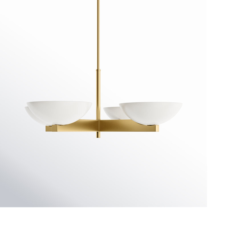 4 - Light Chandelier in Brass, Brass
