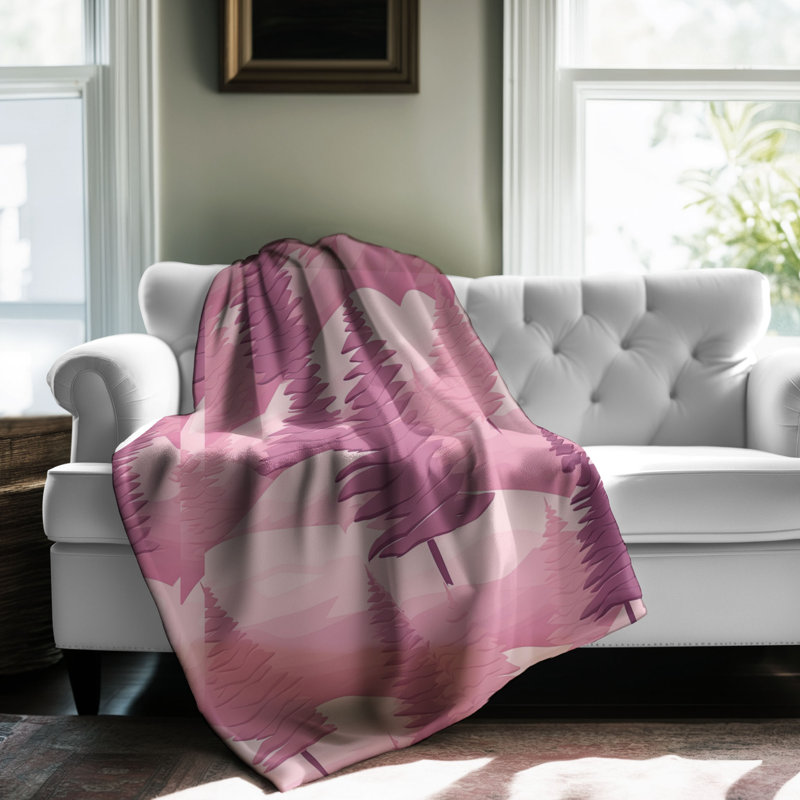 Jeté Soft Pink Pine Haven - 1 pièce Sherpa Blan Premium, Lit simple