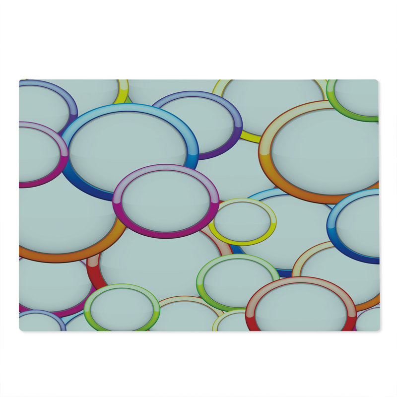Ambesonne Colorful Cutting Board Large Size Circles Rounds Pattern Multicolor