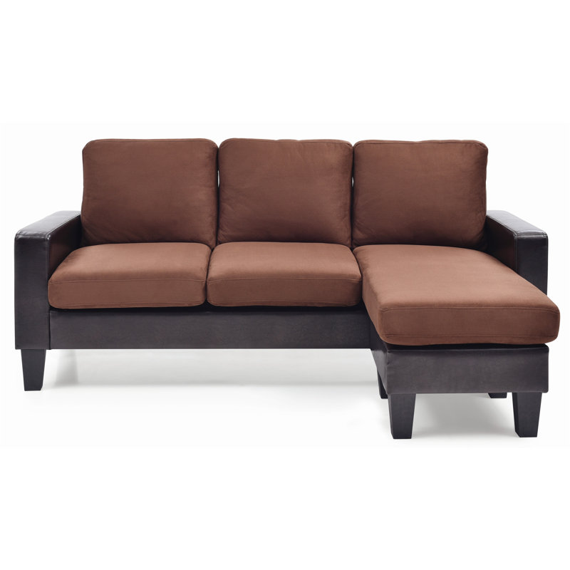 Canapé modulaire en cuir 2 pièces Vegan, Similicuir chocolat, Orienté à droite