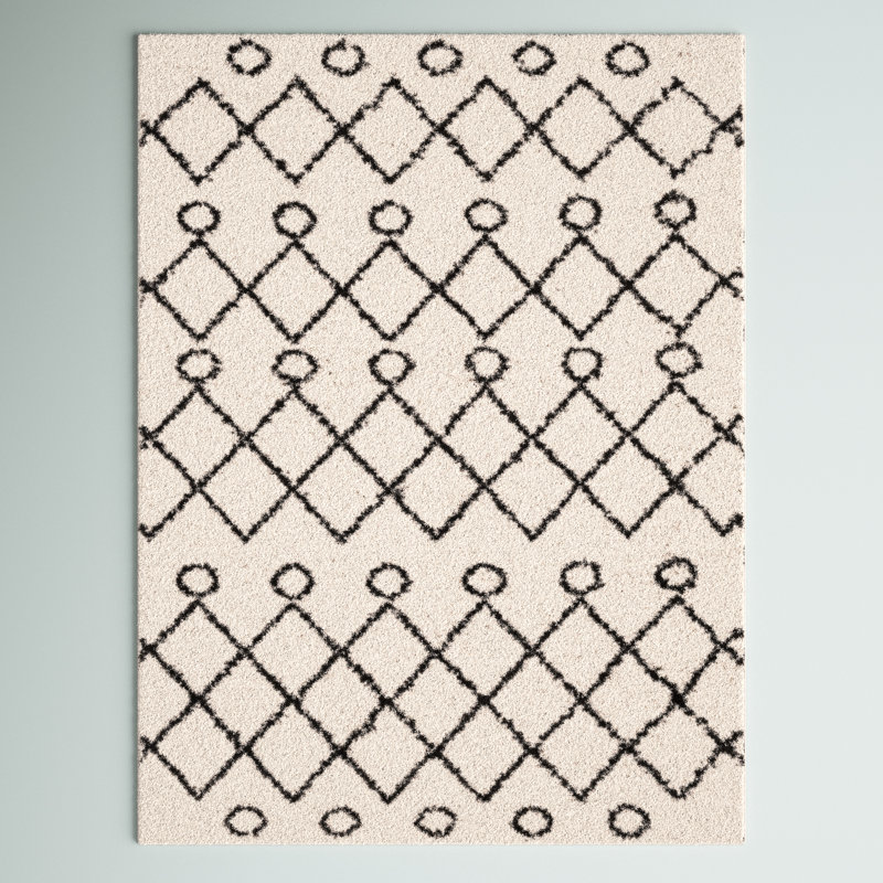Tapis noir / ivoire Joakim, Rectangle 7 pi 10 po x 10 pi