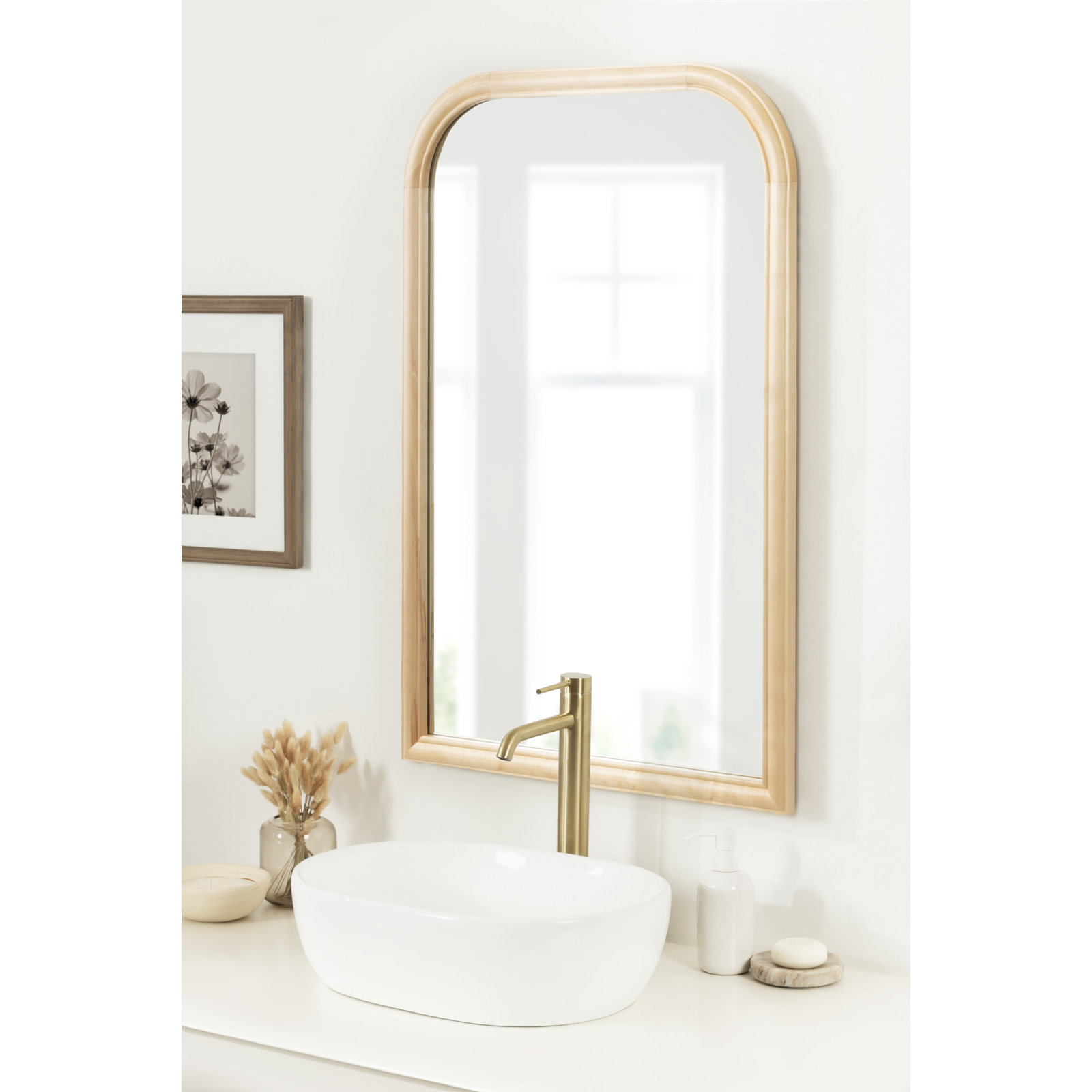 Brandis 34" Accent Mirror, 36" x 24", Natural, Arch