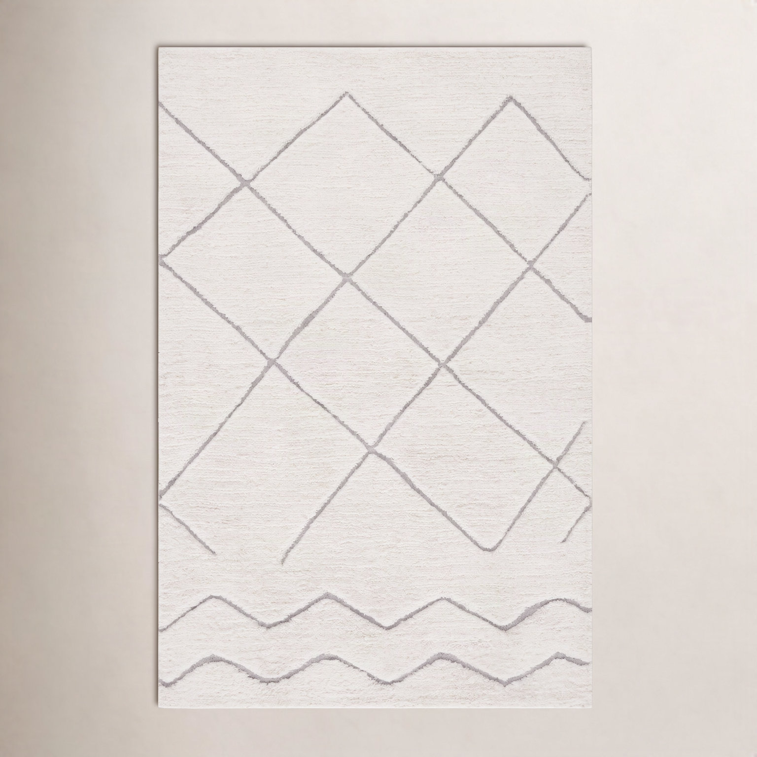 Henrie Ivory Gray Hand-Woven Geometric Rug, Rectangle 3' x 5'