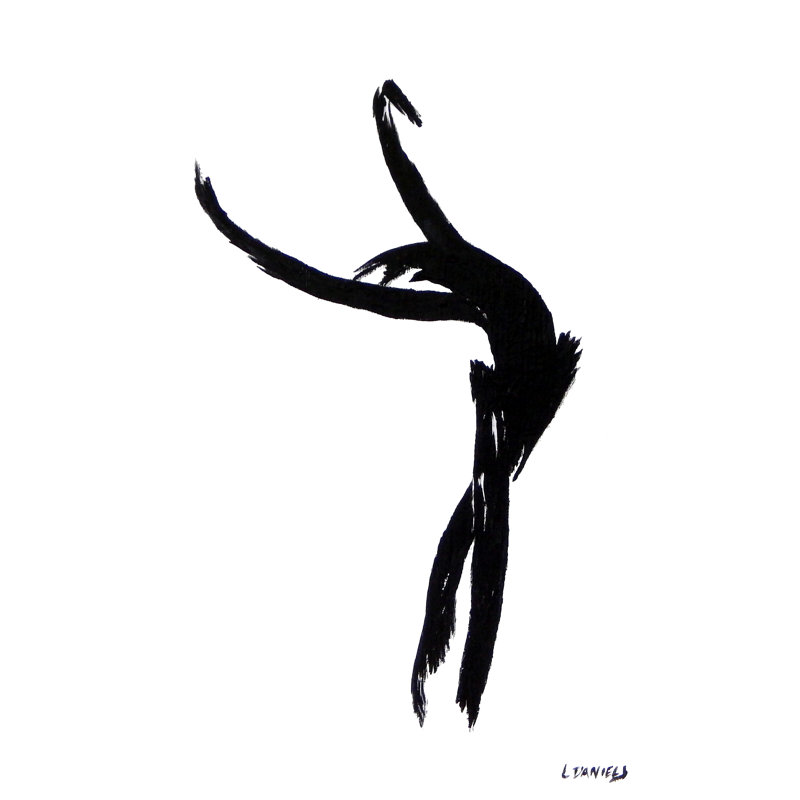 «Fluid Fellow» par Lisa Daniels - Peinture, Papier avec cadre noir, H 21,25 po x l 17,25 po