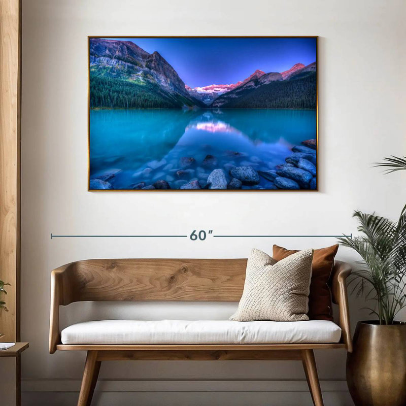 Lake Louise Magical Sunrise, 46" X 31", Floating Frame Gold