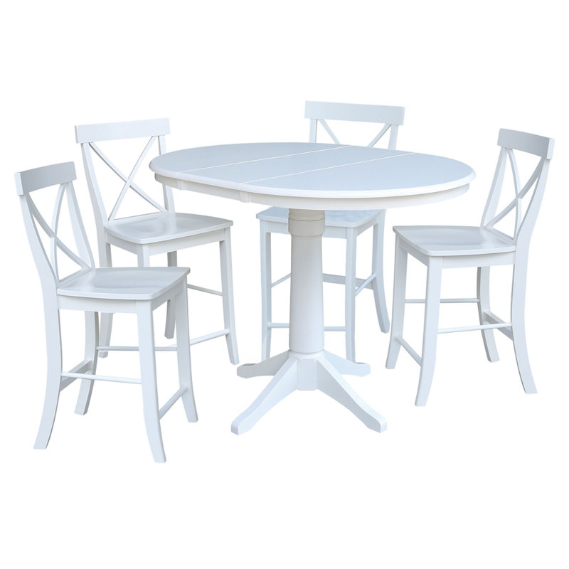 Ensemble de salle à manger Chiani, Blanc / blanc / blanc, 5