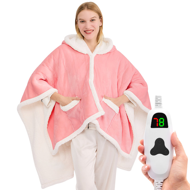 Poncho à couverture Sherpa, Rose, Jeté