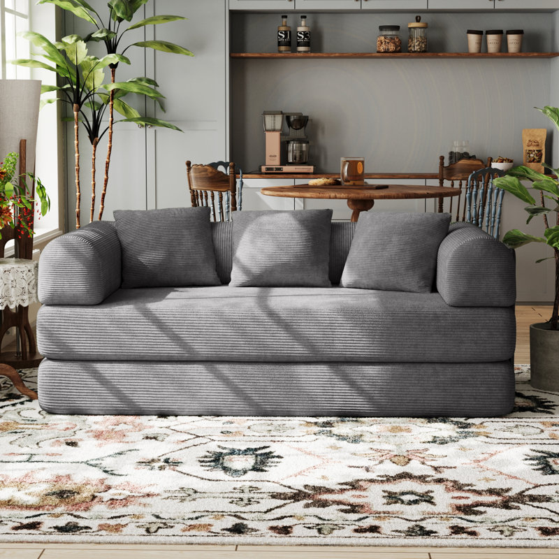 Adame Boneless 79'' Convertible Sleeper Sofa Bed Folding Compression Couch With 3 Pillows Small Living Room Sofa Playroom Couch