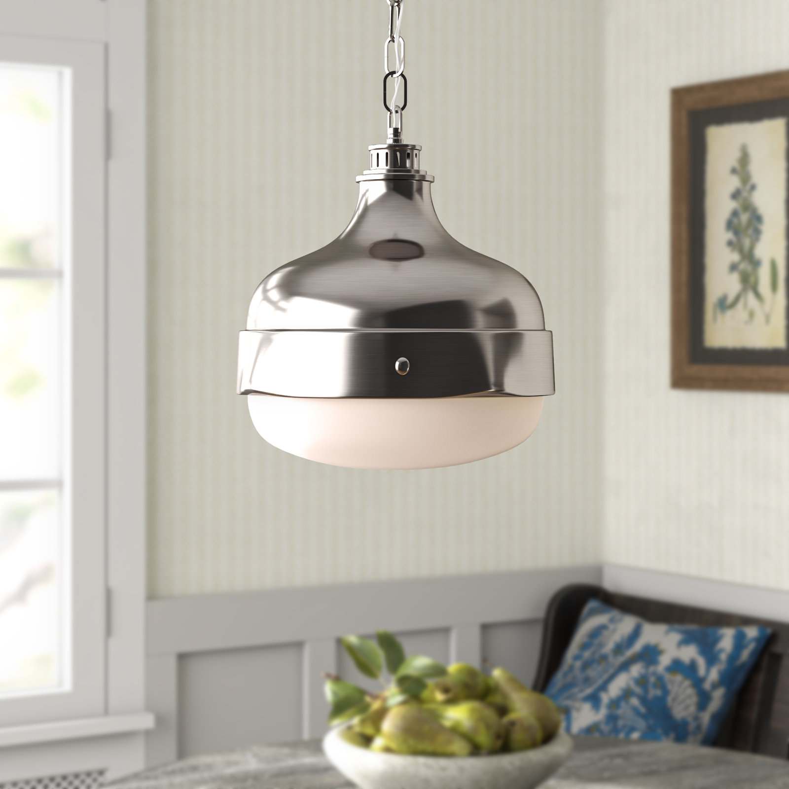 Tulane Glass Dimmable Pendant, Dark Antique Brass / Matte Black, 13.125" H x 13" W x 13" D