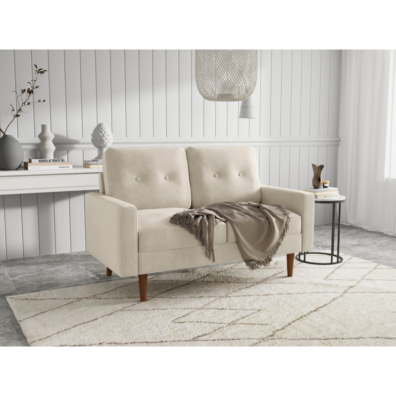 Causeuse à accoudoirs carrés de 58 po Kwak, Beige