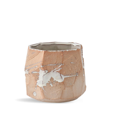 Pot de culture en céramique émaillée, petit modèle, forme roche (lot de 2) - Intérieur/Extérieur