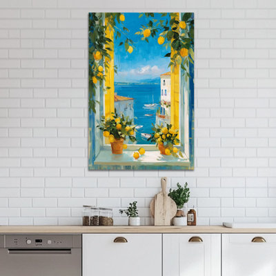 Art mural de citron, décoration murale de cuisine de citron, art mural italien pour la cuisine, art mural sur toile méditerranéen fruits, impressions rétro pour art de cuisine 28 po x 40 po