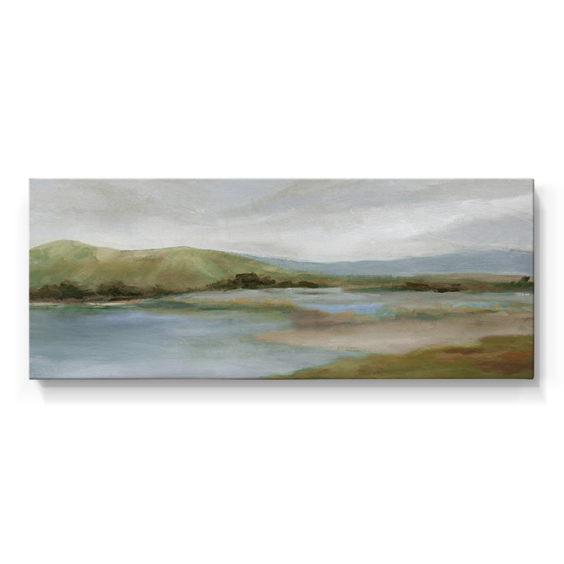 Foothills with Lake- Toile tendue avec châssis - Prêt à accrocher, H 20 po x l 50 po