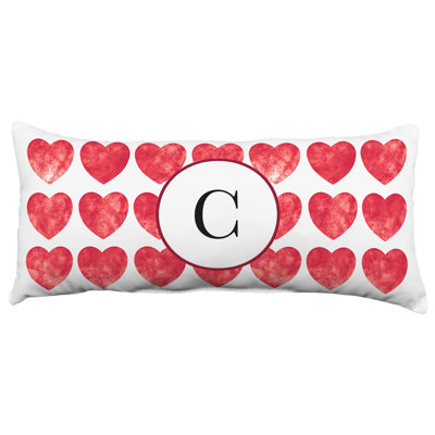 Housse et insert de coussin à double face en forme de cœur monogramme