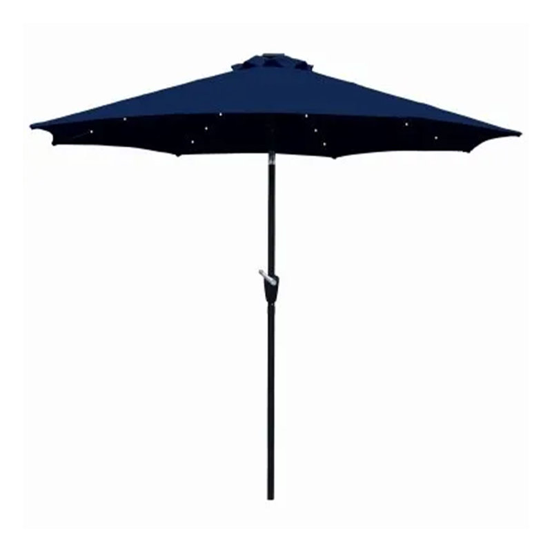 Parasol de marché en polyester à DEL 9 pi avec mât en acier Arlmont & Co., rouge, Bleu marine