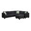 Ensemble de canapé modulaire de 112 po x 87 po avec canapé-lit modulaire 7 places avec repose-pieds, ensemble de canapé d'angle en tissu en L avec 3 coussins, noir