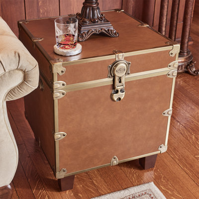 RHINO LUXURY FAUX LEATHER END TABLE W/FEET - SQUARE FEET