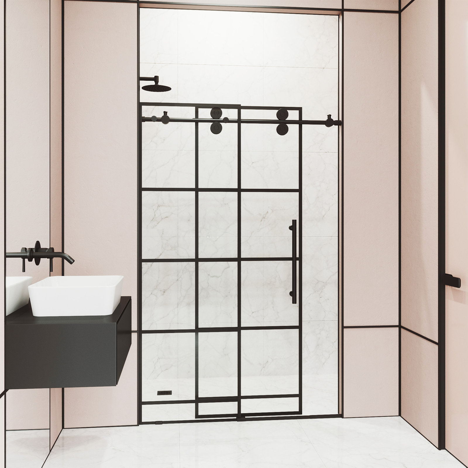 Elan 64" Frameless Sliding Shower Door