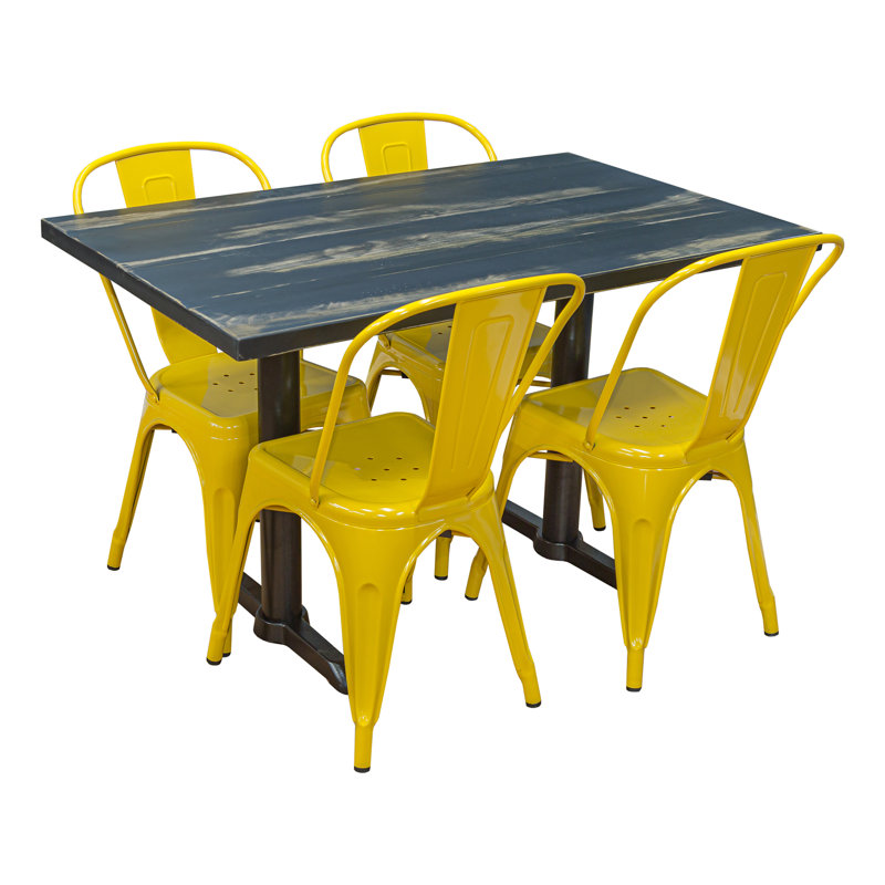 Ensemble de plateau de table en peuplier massif 30 X 48 BH03 noir antique, Jaune