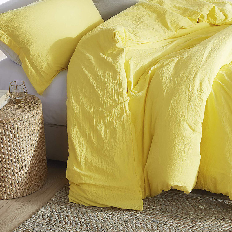  Ensemble de housse de couette surdimensionné en microfibre prélavée gonflant Natural, Jaune