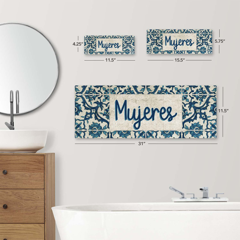 Plaque en métal Mujeres, H 5,75 po x l 15,5 po x P 0,04 po