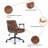 Executive Office Chair Adjustable Leather Mid Back Swivel Office Desk Chair With Padded Armrest 300lbs Load-bearing Computer Desk Chair For Home Office （set of 2 Brown）-2053498453-2052040664