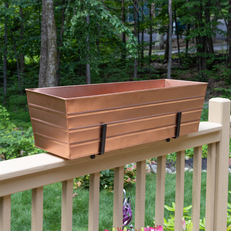 Ocossio Metal Railing Planter, Copper