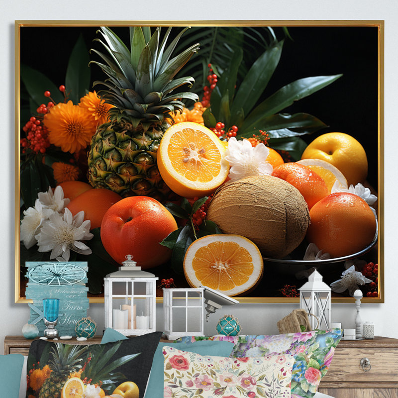 Hawaii Tropical Delights II - Food & Beverage Wall Art Prints, H 34 po x l 44 po x P 1,5 po, Cadre flottant doré
