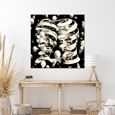 Printed Canvas: Escher-Style Glass Wall Art Surreal Abstract Decor,1P GoldFramedCanvas